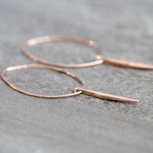 Spike Dangle Earrings , Long Drop Edgy Hoop Jewelry , Gold , Rose , Sterling Silver , Quill , Lightweight As seen on Netflix YOU image 8