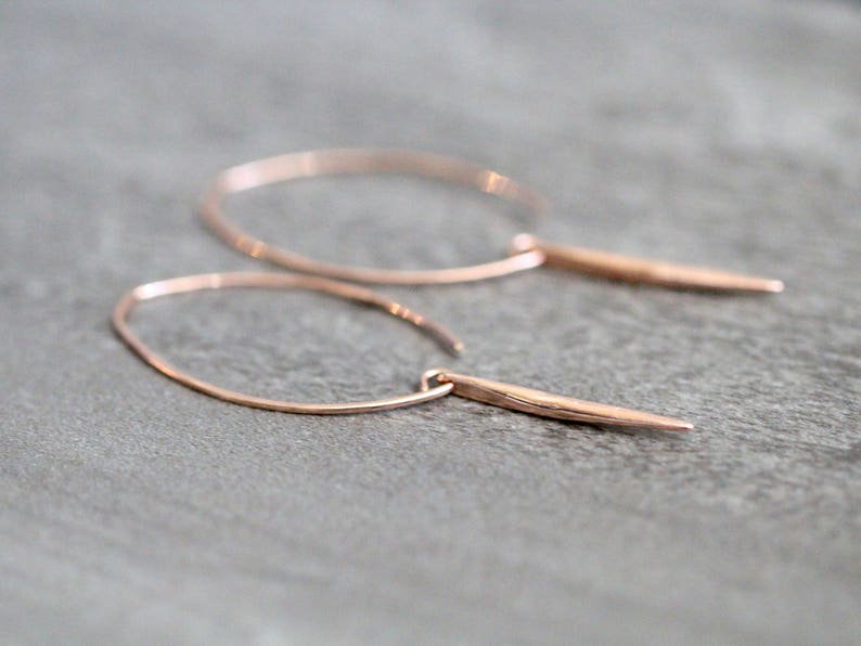 Spike Dangle Earrings , Long Drop Edgy Hoop Jewelry , Gold , Rose , Sterling Silver , Quill , Lightweight As seen on Netflix YOU image 8