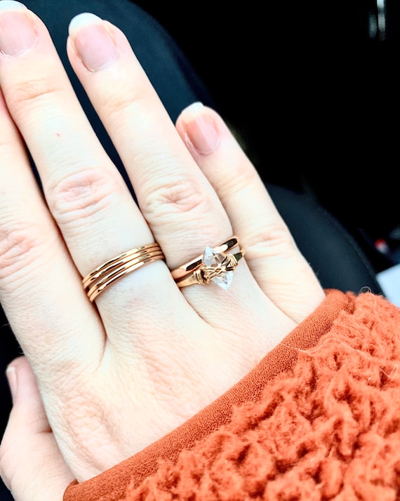 Herkimer Diamond Gold Ring Boho Wire Wrapped April - Etsy