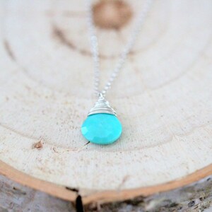 Turquoise Pendant Necklace, Dainty Gold Turquoise Necklace, December Birthstone Jewelry, Rose Gold, Sterling Silver, Genuine Turquoise image 5