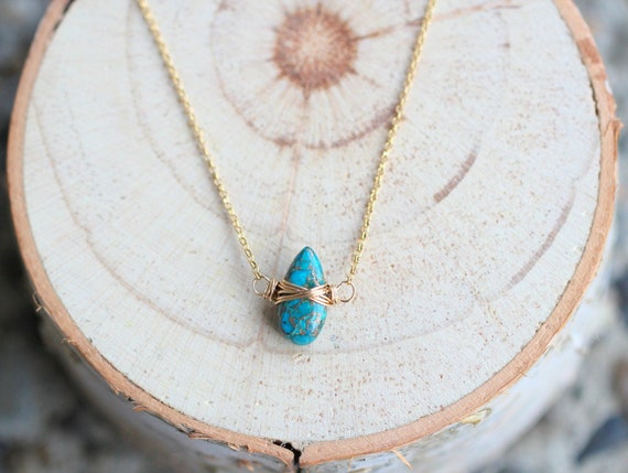 Collana Con Ciondolo A Goccia Turchese | Stile Bohémien In Oro Per Donne E Ragazze