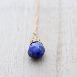 Lapis Lazuli Necklace , Gold Layering Simple Pendant , Rose Gold , Silver , Navy Blue Teardrop Gemstone , Minimalist Gifts For Women image 5