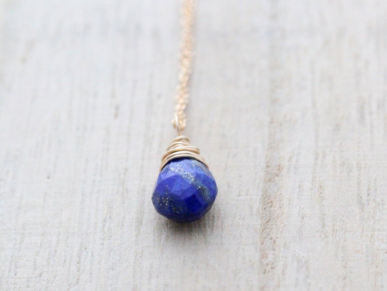 Lapis Lazuli Necklace , Gold Layering Simple Pendant , Rose Gold , Silver , Navy Blue Teardrop Gemstone , Minimalist Gifts For Women image 5