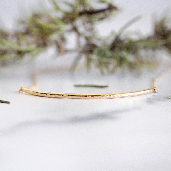 Bar Choker Necklace , Dainty Adjustable Boho Layering Jewelry , Gold , Rose , Sterling Silver , Smooth or Hammered , Minimalist Gifts