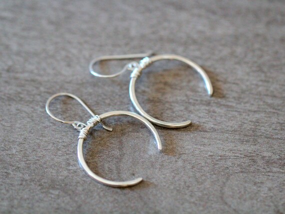 Crescent Double Horn Moon Earrings in Yellow and Rose Gold Plate and Silver Plate