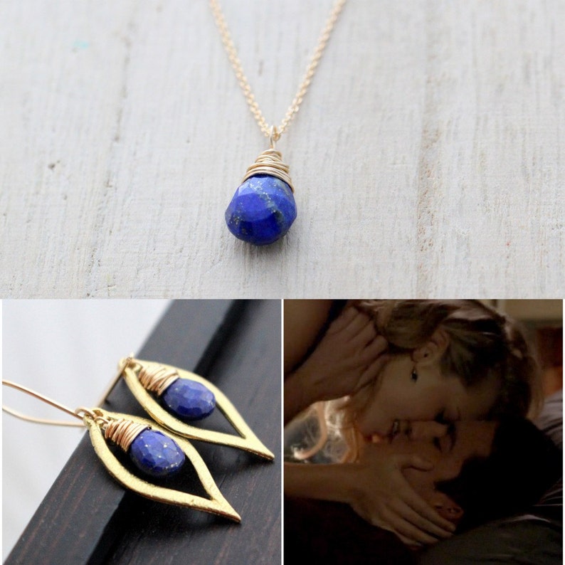 Lapis Lazuli Necklace , Gold Layering Simple Pendant , Rose Gold , Silver , Navy Blue Teardrop Gemstone , Minimalist Gifts For Women image 4