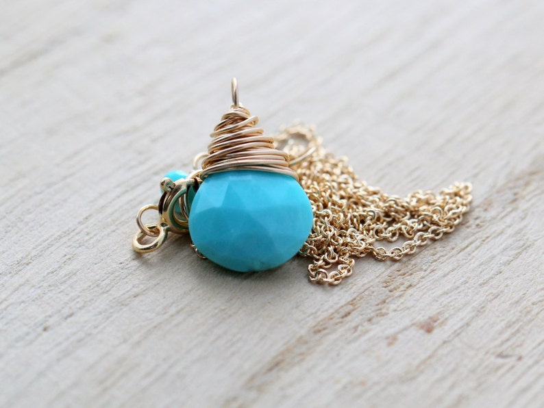 Turquoise Pendant Necklace, Dainty Gold Turquoise Necklace, December Birthstone Jewelry, Rose Gold, Sterling Silver, Genuine Turquoise image 6