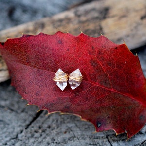 Herkimer Diamond Earrings Studs Larger Size , Minimalist Raw Stone , Quartz Gold , Rose , Silver , April Birthstone Gifts, Mothers Day image 7