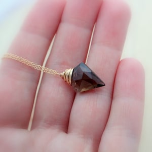 Arrowhead Necklace in Gold , Smoky Quartz Gemstone Pendant , Boho Jewelry , Gold Sterling Silver Rose Gold Arrow image 6