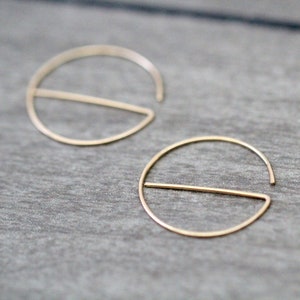 Gold Hoop Threaders, Open Earrings, Gold Filled, Rose Gold, Sterling Silver , 14k SOLID Gold - Little E Sliders  ( As Seen On All American )