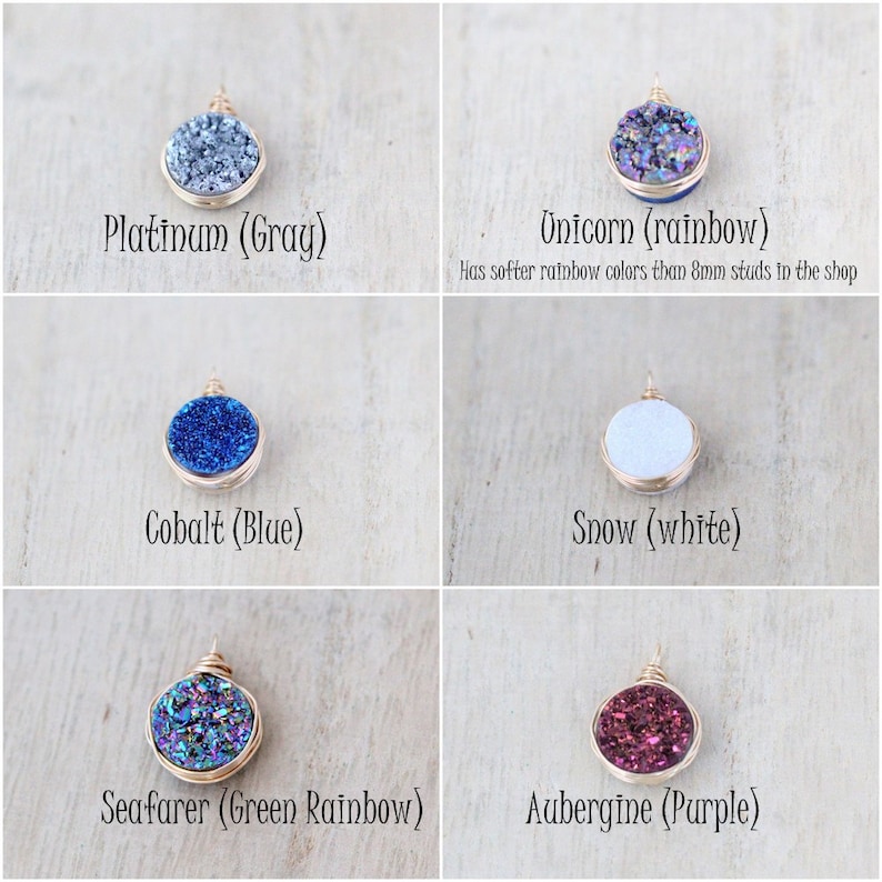 Druzy Necklace Gold Pendant , Sterling Silver or Rose Gold , The Original Bezel Wrapped Pendant , Quartz Gemstone, More Colors image 5