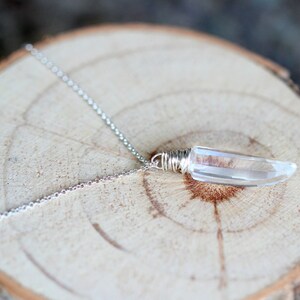 Crystal Point Necklace , Quartz Tooth Pendant Necklace, Gold, Silver, Rose, Brass Layering Long Necklace , Boho Jewelry Ice Age image 5