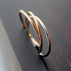 Thin Stacking Adjustable Rings , Stackable Midi In Sterling Silver , 14K Gold Filled & 14K Rose Gold Filled image 1