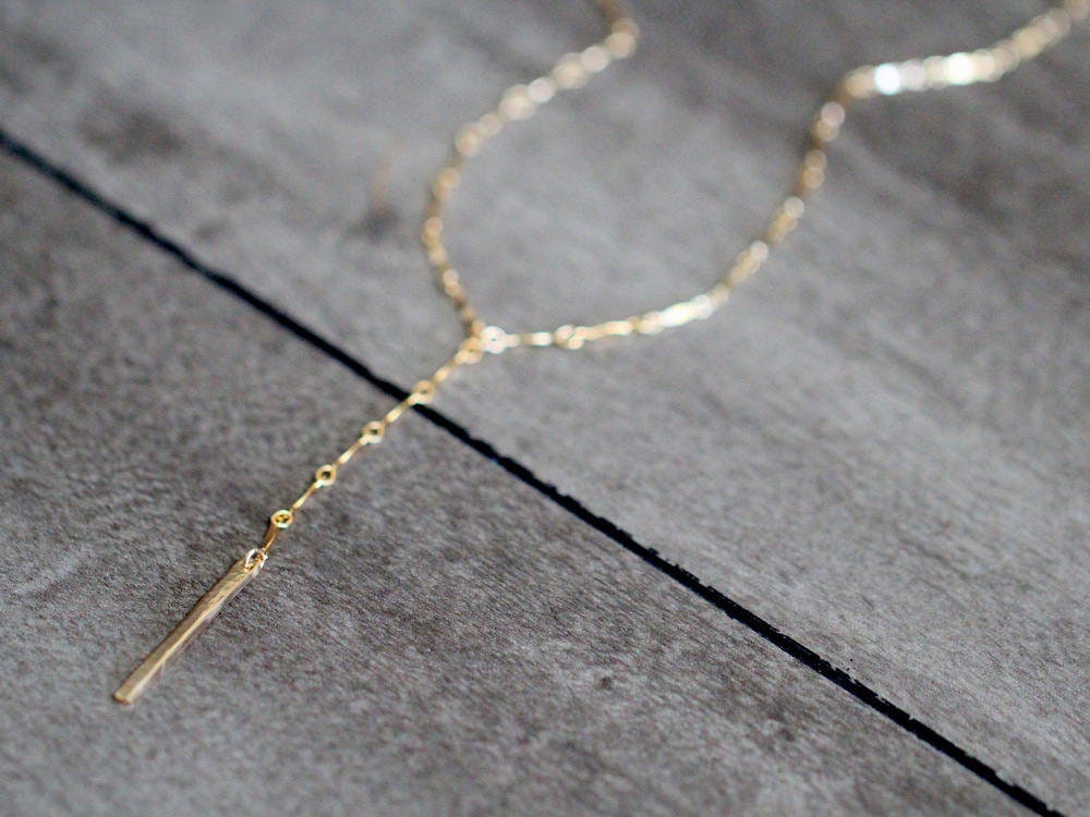 Bar Lariat Y Necklace, Thick Layering Chain, Sleek Adjustable Layering…