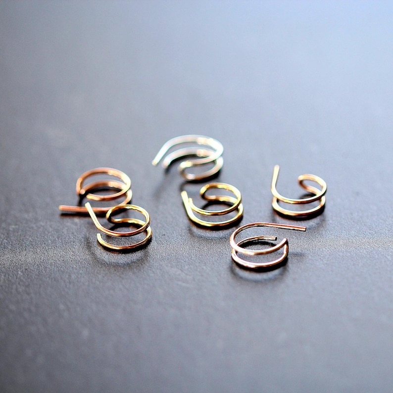 Double Hoop Earrings, 1 Single Piercing Huggie Hoops, 14k Gold Filled, Rose, 925 Sterling Silver, Small Minimal Gifts Sidekick image 9