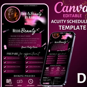 Acuity Scheduling Template for Beauty Professionals | Hair, Lash, Nail Booking Site | Pink Canva Website Design | Instant Digital Download