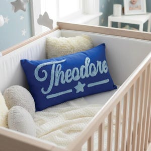 Personalized Punch Needle Baby Pillow, Monogram Nursery Decor