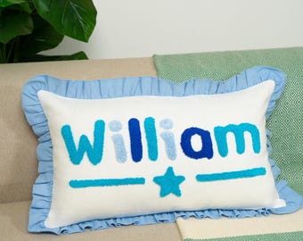Personalisiertes Baby Name Punch Needle Kissen, Rüschenkissen