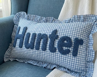 Personalized Lumbar Pillow, Custom Name Embroidery, Nursery Decor
