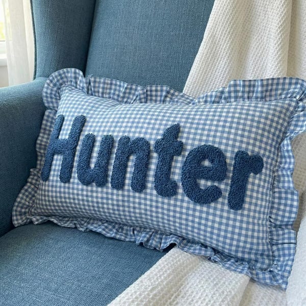 Personalized Lumbar Pillow, Custom Name Embroidery, Nursery Decor
