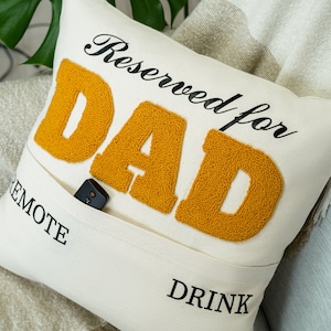 Almohada bordada personalizada para el Día del Padre, almohada con aguja perforada, regalo para papá, regalo para papá, almohada personalizada, cojín para papá con bolsillo
