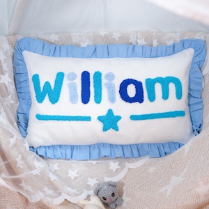 Custom Punch Needle Baby Name Nursery Pillow, Personalized Cushion, Toddler Gift, Newborn Gift, Girl Nursery Decor, Preppy Kids Room Decor