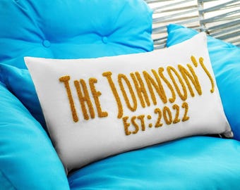 Custom Embroidery Wedding Gift Pillow, Caligraphy Pillow, Wedding Shower Gift, Engagement Gift, Couple Gift, Personalized Wedding, Pillow