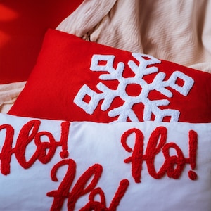 Snowflake Embroidery Pillows, Christmas Decoration, Xmas Party Ornament, Noel Throw Pillow, Christmas Gift, Holiday Accent Pillow, Xmas Gift