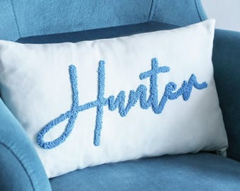 Personalized Baby Name Pillow, Custom Pillow, Punch Needle Name Pillow, Custom Name Pillow, Kid Room Decor, Baby Room Decor, Nursery Gift