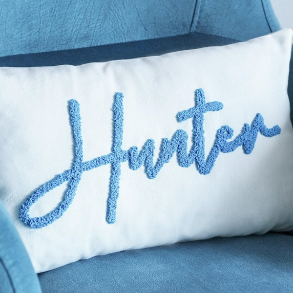 Almohada personalizada con nombre de bebé, almohada personalizada, almohada con nombre de aguja perforada, almohada con nombre personalizado, decoración de habitación infantil, decoración de habitación de bebé, regalo de guardería