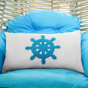 Embroidery Nautical Pillow, Coastal Pillow, Boat Pillow, Beach House Decor, Lake Pillow, Sailing Decor, Anchor Decor, Custom Pillow, Gift