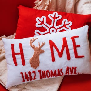 Embroidered Home Address Pillow, Custom Zipcode, Housewarming Gift