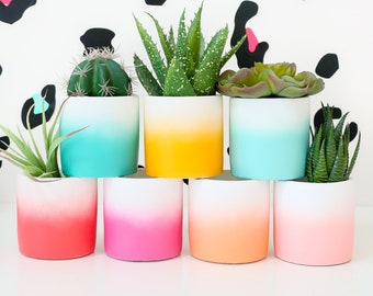 Colorful Ombre Indoor or Outdoor Planter - Choose your size and color - Modern Gradient Planter