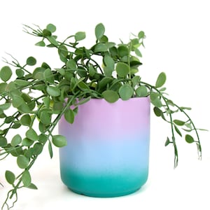 Lavender to blue ombre gradient ceramic  planter