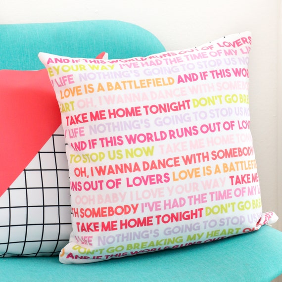 80 S Love Song Lyrics Throw Pillow For Valentine S Day Etsy