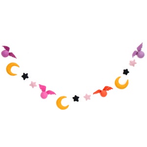 Bat and moon Felt Halloween Garland