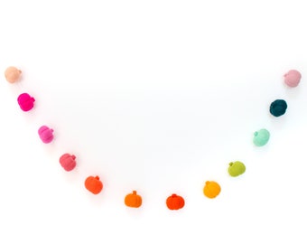Rainbow Pumpkin Felt Halloween Garland