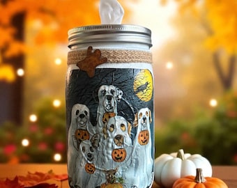 Porta pañuelos de Spooky Pups Mason Jar
