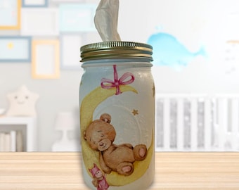 Porta pañuelos de papel en forma de media luna y osito de peluche