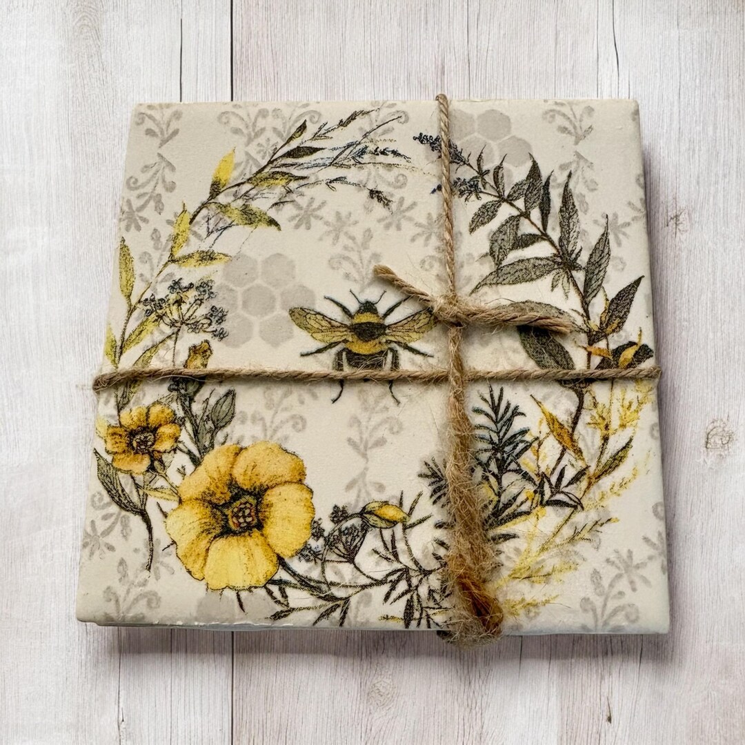 Bee Coasters (set of 4) - Etsy