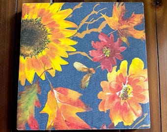 Posavasos con hojas y flores de otoño (juego de 4)