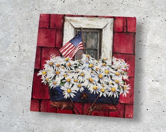 ¡250 aniversario de los Estados Unidos! Posavasos patrióticos rojos, blancos y azules (juego de 4)