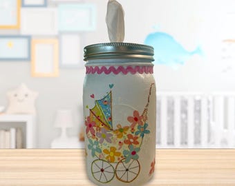 Porta pañuelos de papel con forma de cochecito de bebé