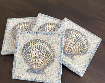 Posavasos de conchas marinas (lote de 4)