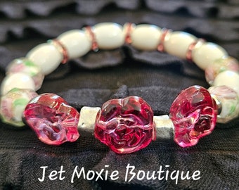 Rose glitz bracelet. Many unique designs ranging from classy, chic, to funky. Check out the Jet Moxie Boutique