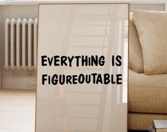 Impresión "Todo es averiguable": Arte tipográfico minimalista (descarga digital)