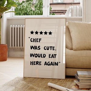 Esthetische keukeninrichting schattige kookkunst keuken kunst aan de muur print minimalistische hart print ZWART Chef Art Print digitale download