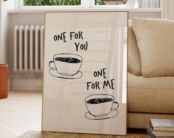 Handritat kaffetryck: Retro köksväggkonst (digital nedladdning)