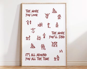 Olivia Dean Songtekst Art Print | Citaat hoe meer je kijkt | Citaatposter | Digitale download ROOD