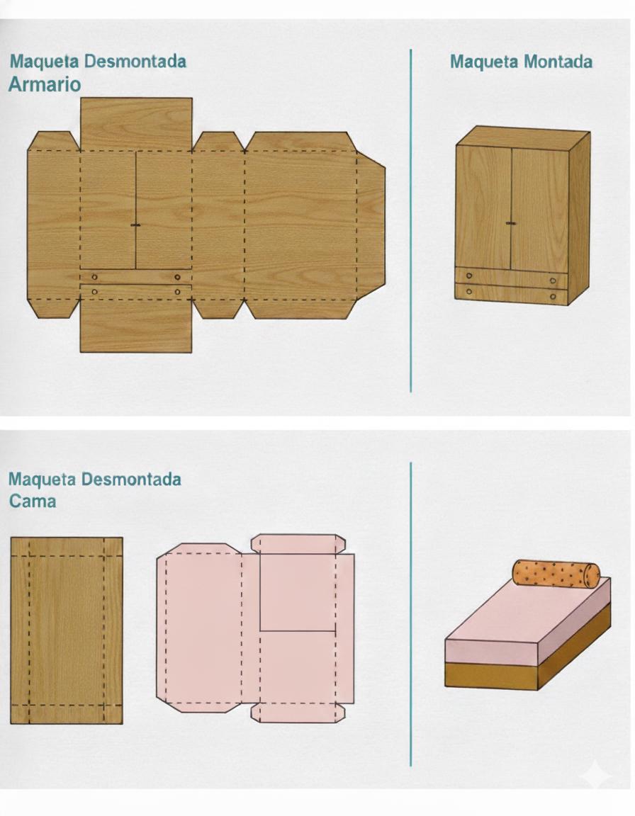 DIY Miniature Bedroom Template | Printable Dollhouse Furniture | Pink ...